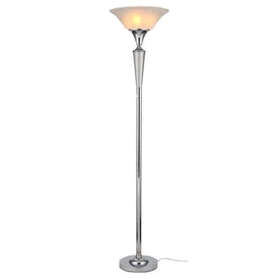 Artiva USA Crystal Suite Collection 70"H Modern Chrome 3-Light LED Crystal Torchiere Floor Lamp with Dimmer