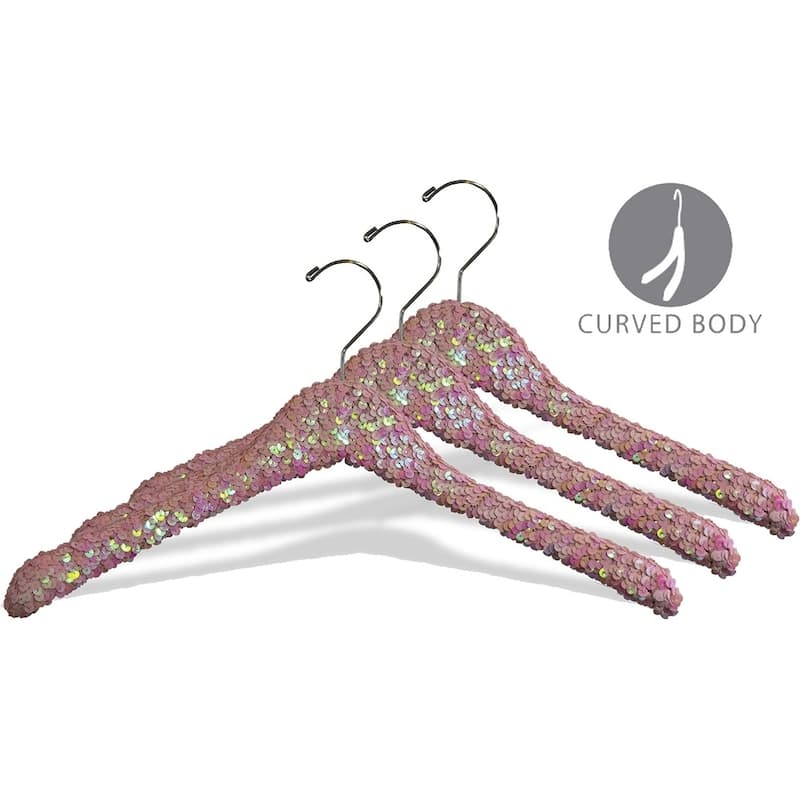 Pink Sequined Wooden Display Hanger