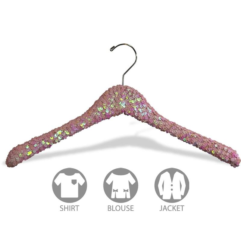 Pink Sequined Wooden Display Hanger
