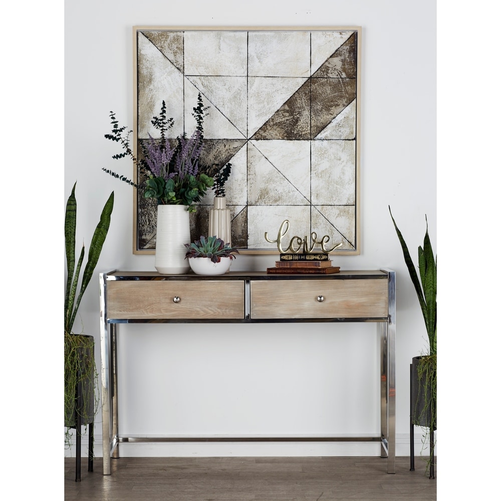 Benzara Contemporary 33 Inch Stainless Steel Console Table by Studio 350 (Grey - Wood)