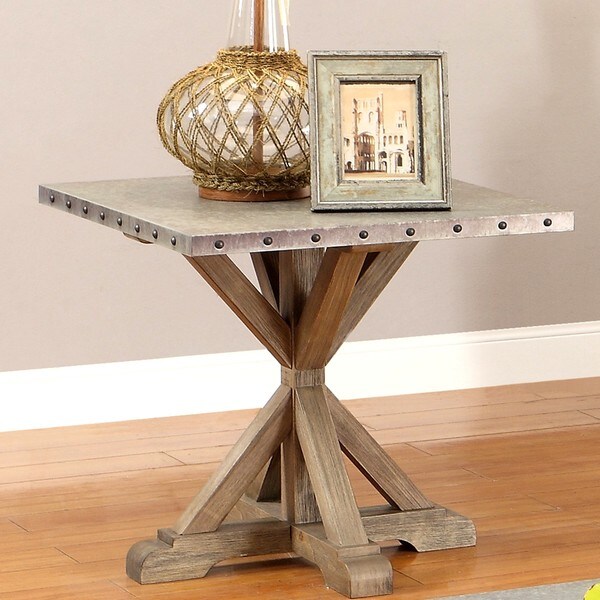 Shop Rosemarin Driftwood Accent Table with Metal Top Free Shipping