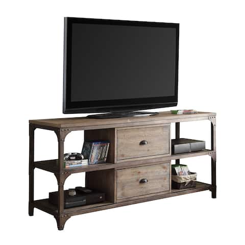 Acme Furniture Gorden TV Stand, Weathered Oak & Antique Silver