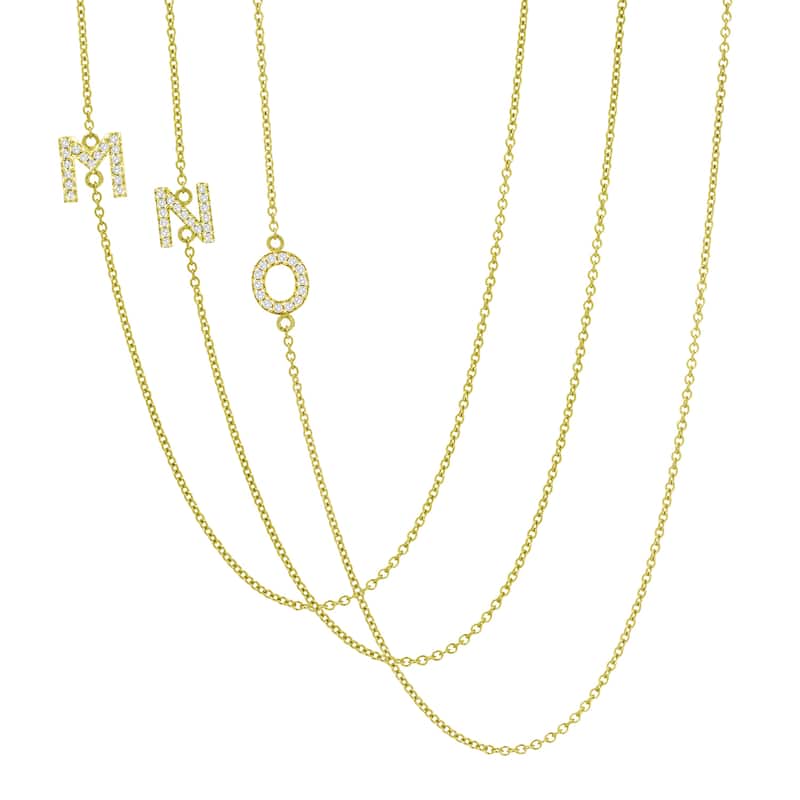 Auriya 14k Gold 1/10ct TDW Initial Diamond Necklace (H-I, I1-I2) - Yellow - M