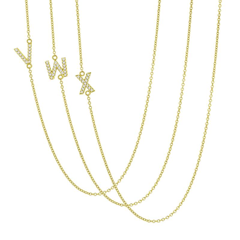 Auriya 14k Gold 1/10ct TDW Initial Diamond Necklace (H-I, I1-I2) - Yellow - V
