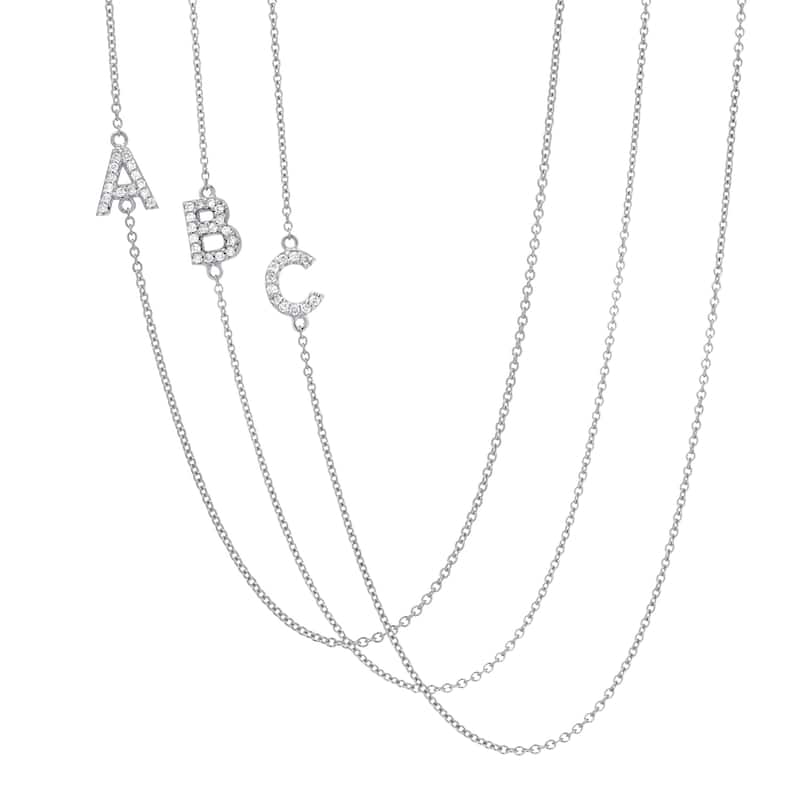 Auriya 14k Gold 1/10ct TDW Initial Diamond Necklace (H-I, I1-I2) - White - B