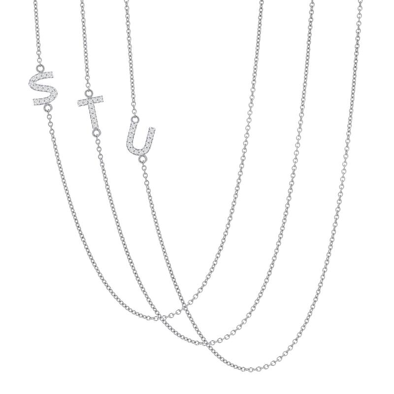 Auriya 14k Gold 1/10ct TDW Initial Diamond Necklace (H-I, I1-I2) - White - S