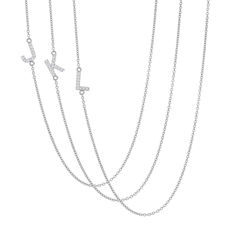 Auriya 14k Gold 1/10ct TDW Initial Diamond Necklace (H-I, I1-I2) - White - J