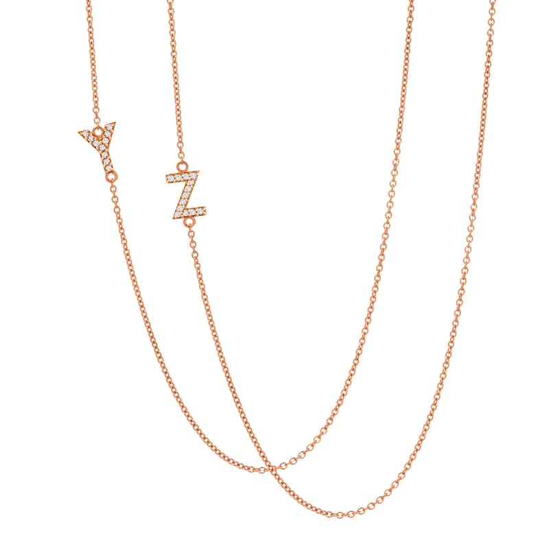 Auriya 14k Gold 1/10ct TDW Initial Diamond Necklace (H-I, I1-I2) - Rose - Y