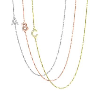 Auriya 14k Gold 1/10ct TDW Initial Diamond Necklace (H-I, I1-I2)