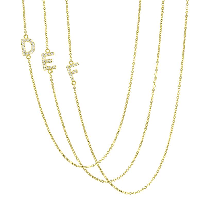Auriya 14k Gold 1/10ct TDW Initial Diamond Necklace (H-I, I1-I2) - Yellow - D