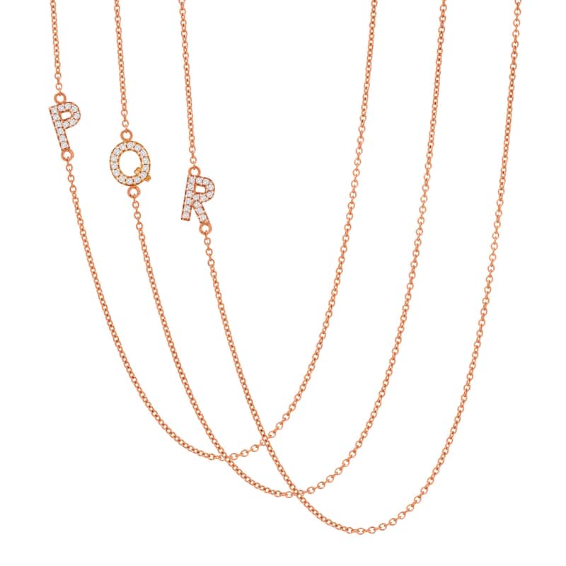 Auriya 14k Gold 1/10ct TDW Initial Diamond Necklace (H-I, I1-I2) - Rose - P