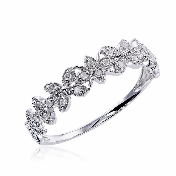 10K White Gold 1/10ct TDW Diamond Vintage Band
