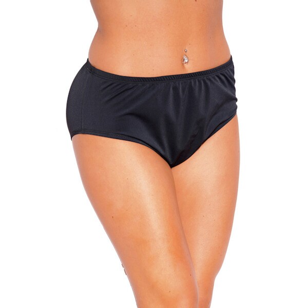 Famous Maker Women's Black Nylon and Spandex High-waist Brief Swimsuit Bottoms