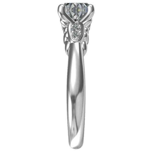 FB Jewels 925 Sterling Silver 6 Prong 1 Carat Round CZ Cubic Zirconia Engagement Ring /& Side Pave