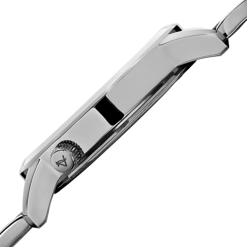 August Steiner Men's Dual Time Easy-to-Read Silver-Tone/ Blue Stainless Steel Bracelet Watch