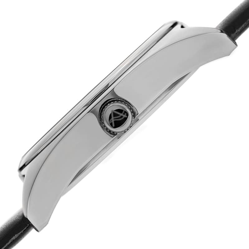 August Steiner Men's Classic Date Leather Silver-Tone/ Black Strap Watch