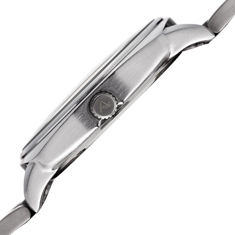 August Steiner Men's Classic Easy-to-Read Stainless Steel Silver-Tone/ Black Bracelet Watch