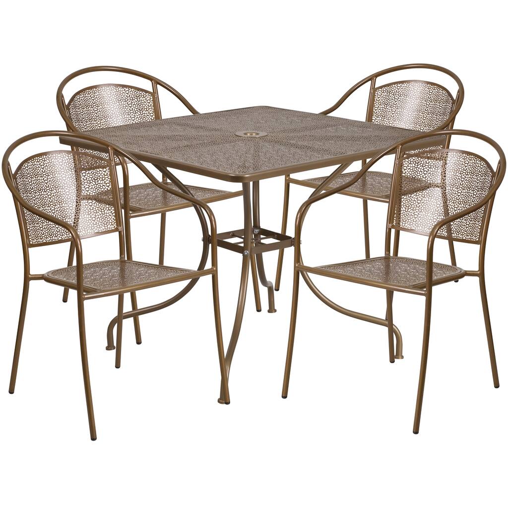 Kalev 5-Piece Artistic Designed Gold Large Bistro Set