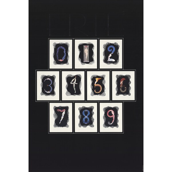 Erte 'Numbers' 1981 Poster, 36 x 24