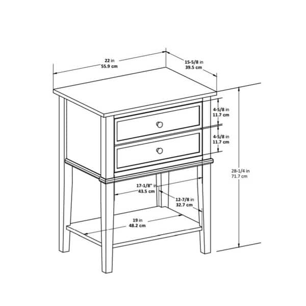 dimension image slide 2 of 3, Avenue Greene Bantum 2-drawer Accent Table