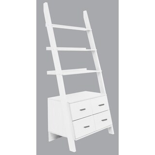 White Ladder Bookcase With Drawers Free Shipping Today White Finished Leaning Ladder Bookshelf With Drawers