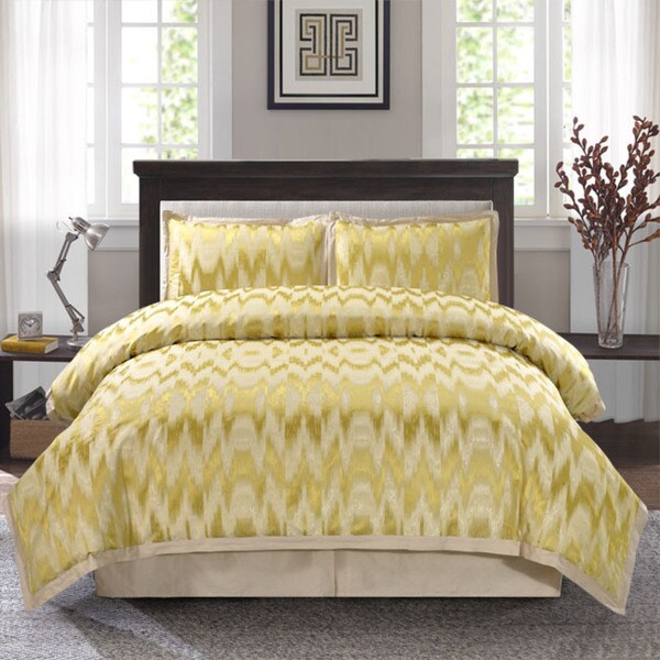 Shop Tallilah Gold Color Jacquard 4-piece Comforter Set ...