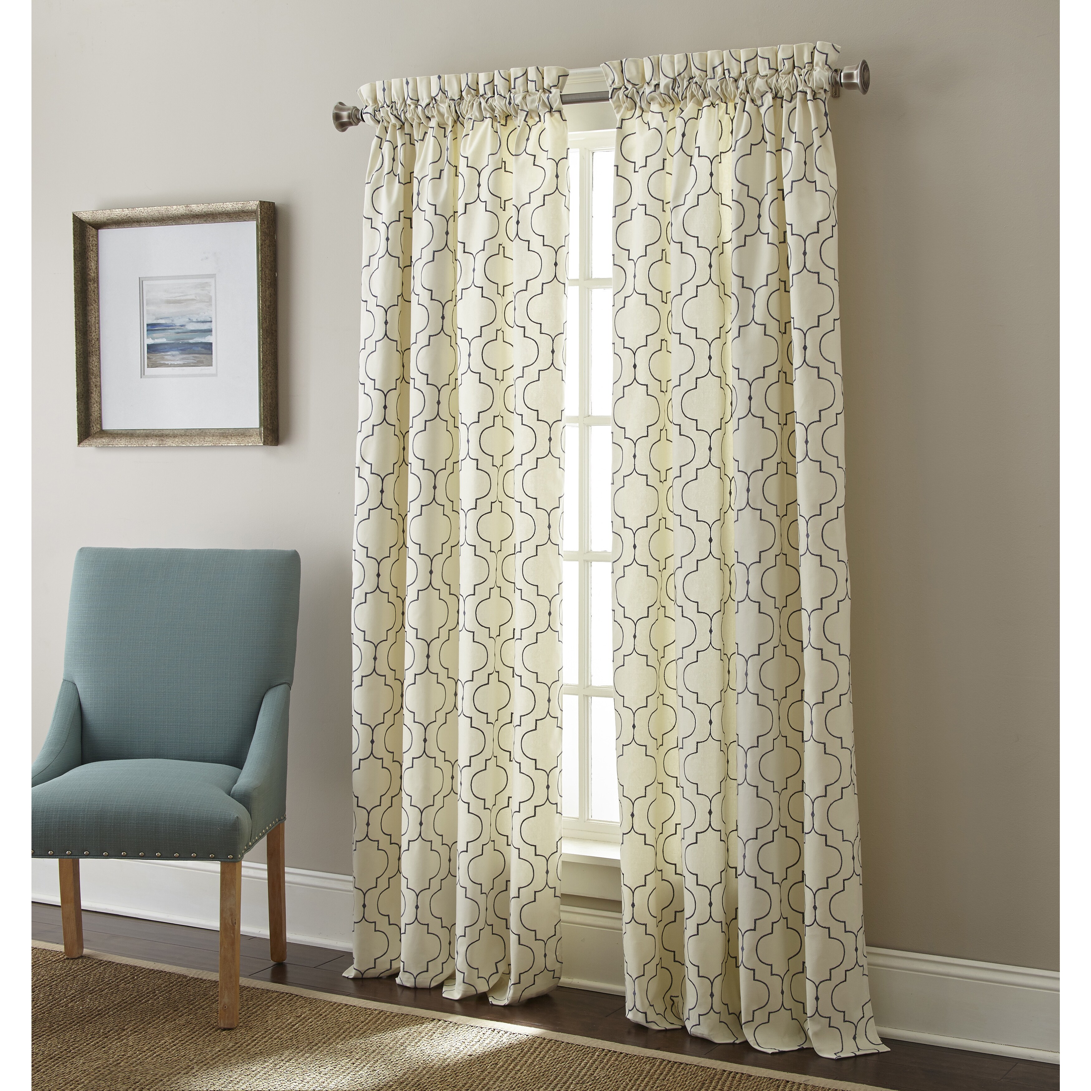 Shop Sherry Kline Hampton Embroidered Rod Pocket 63 Inch Curtain