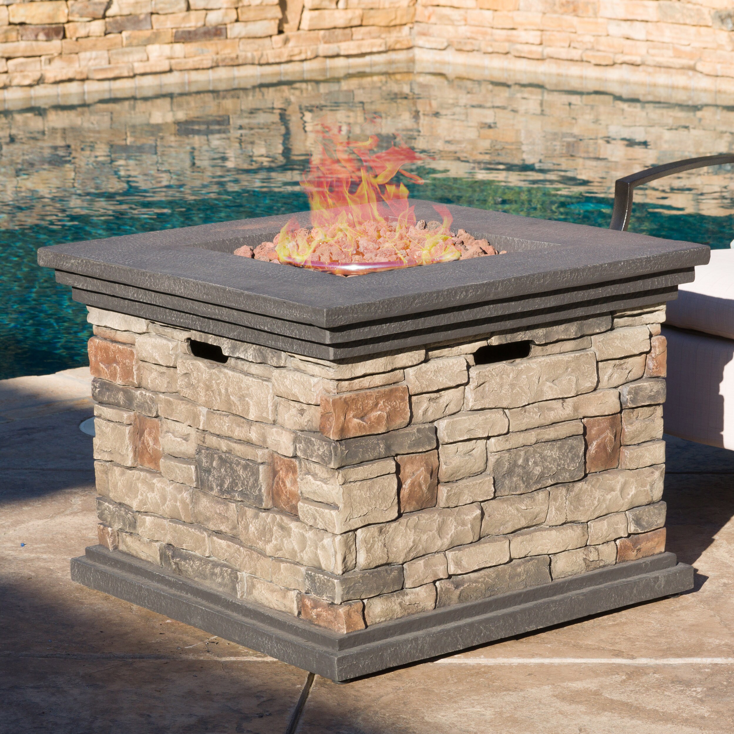 Shop Ariel Outdoor 3 Piece Gas Firepit Seating Set By Christopher