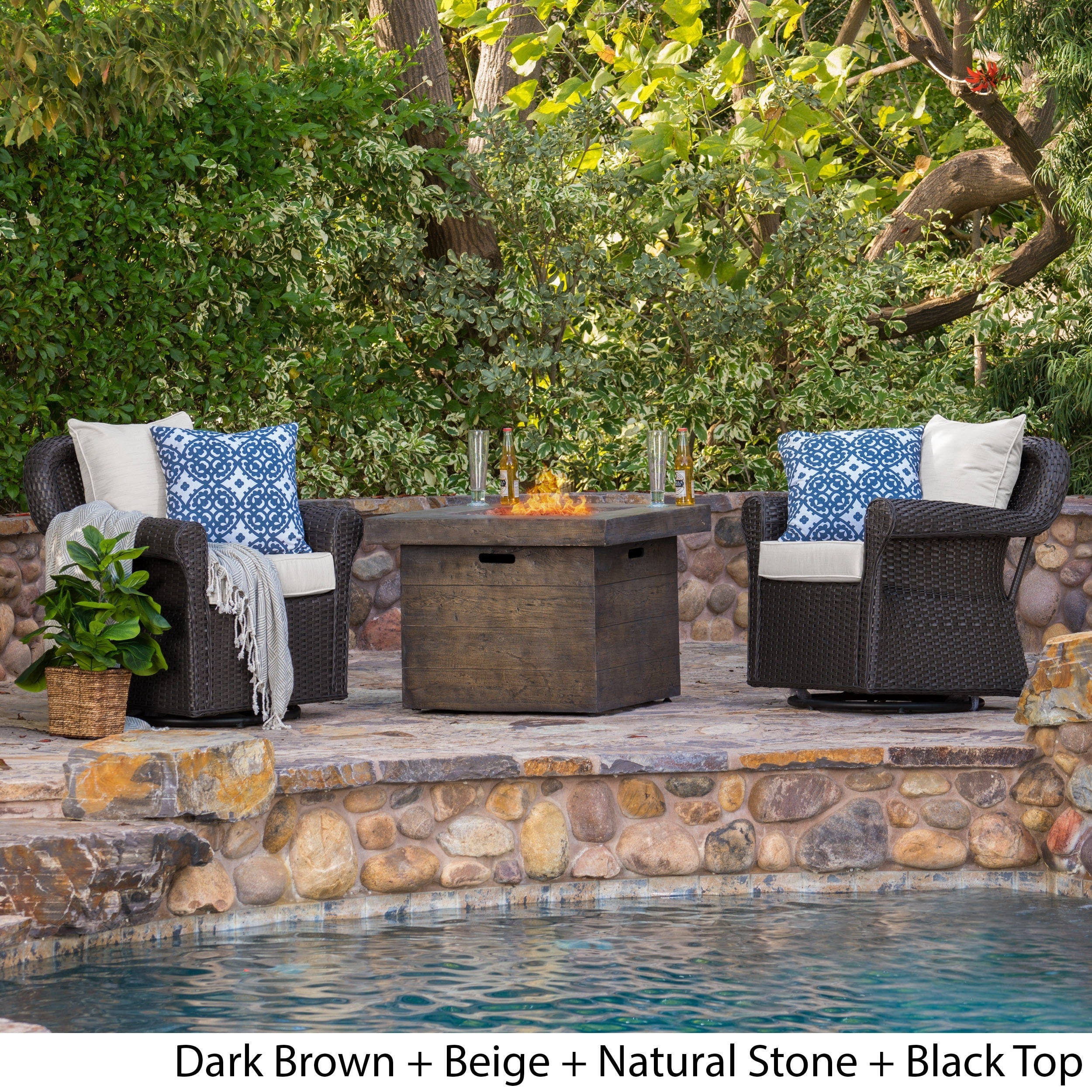 Shop Arlington Outdoor 3 Piece Gas Firepit Seating Set By