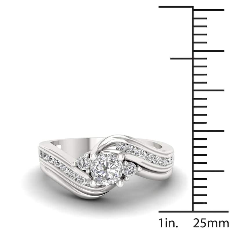 De Couer 14k White Gold 1/2ct TDW Diamond Three Stone Swirl Bridal Set