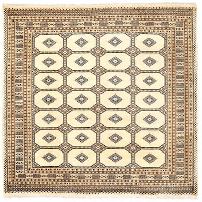 HERAT ORIENTAL Handmade One-of-a-Kind Bokhara Wool Rug - 6' x 6'6