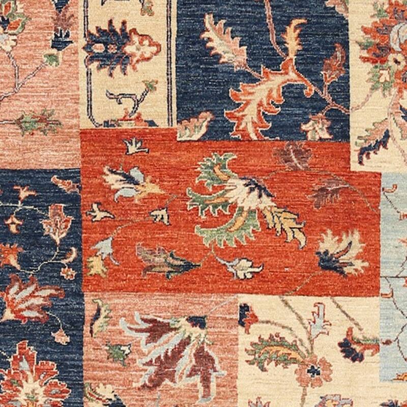 Handmade One-of-a-Kind Vegetable Dye Patch Design Wool Rug (Afghanistan) - 5'6 x 7'4