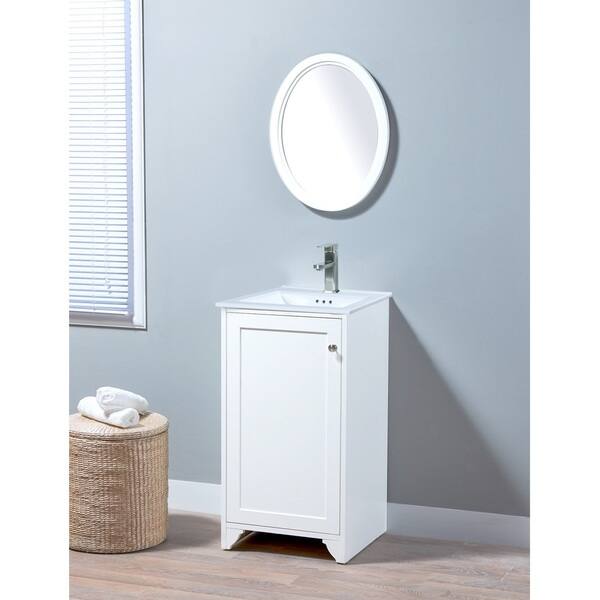 Wren White 19 Inch Bathroom Vanity Set With Ceramic Sinktop Wren White 19 Inch Bathroom Vanity Set
