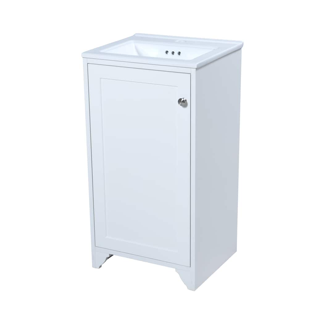 Wren White 19-inch Bathroom Vanity Set with Ceramic Sinktop