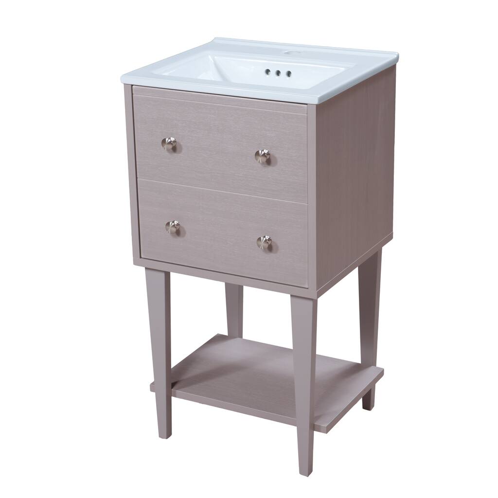 Fawn Grey 19-inch Bathroom Vanity Set with Ceramic Sinktop