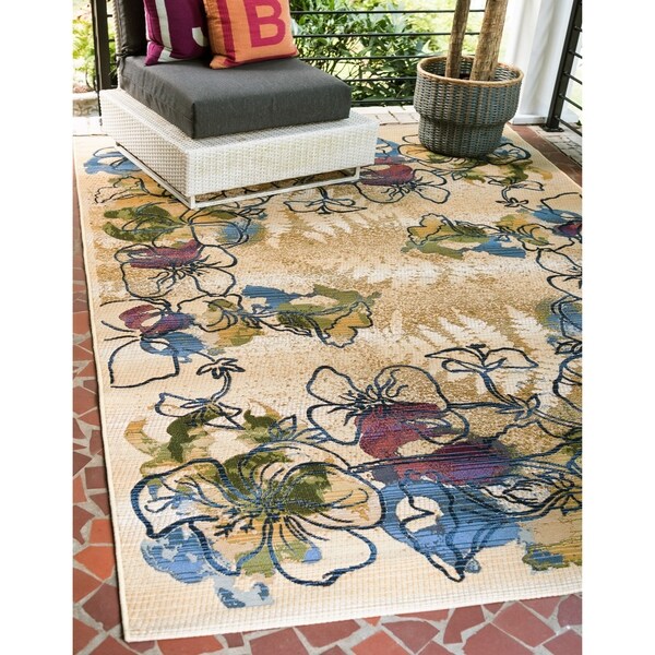 Unique Loom Pansy Eden Outdoor Area Rug - 5' 3 x 8' 0