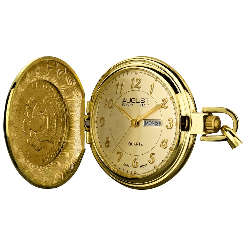 August Steiner Men's JFK Gold-Tone Pocket Watch