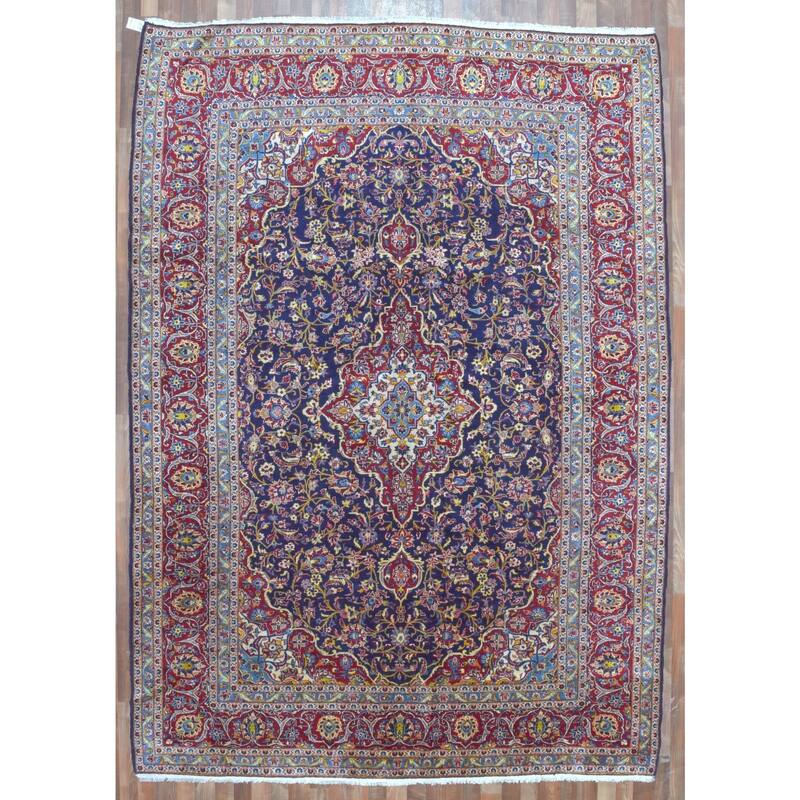 FineRugCollection Handknotted Semiantique Unique Persian Kashan Blue