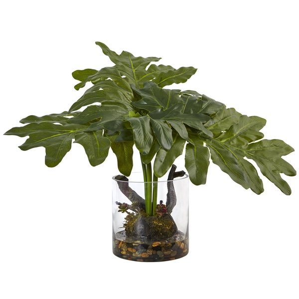 Nearly Natural Philodendron Arrangement with Vase