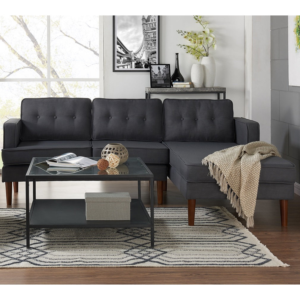DG Casa Danbury Mid-century Grey Sectional Sofa