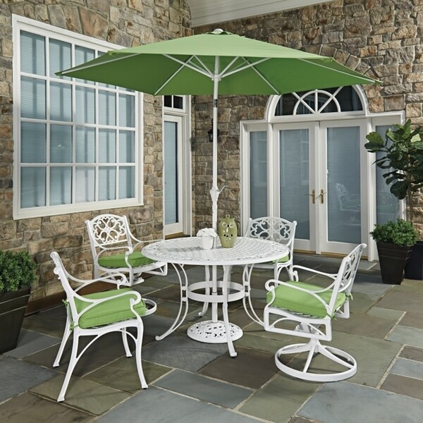 Shop Biscayne White 7-piece Round Outdoor Dining Set with ...