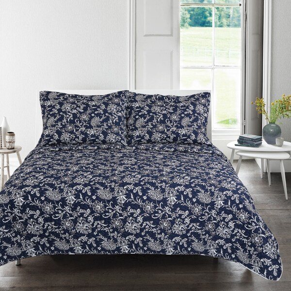 Lauren Taylor - Rebecca 3pc Printed Microfiber Quilt Set