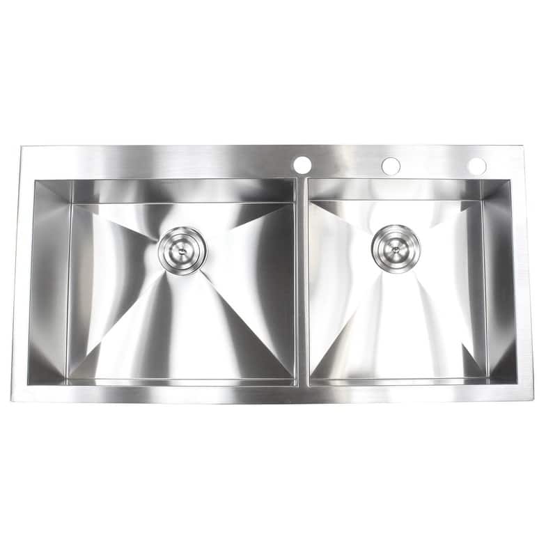 16 Gauge Stainless Steel 43-inch Double Bowl Kitchen Sink with Accessories