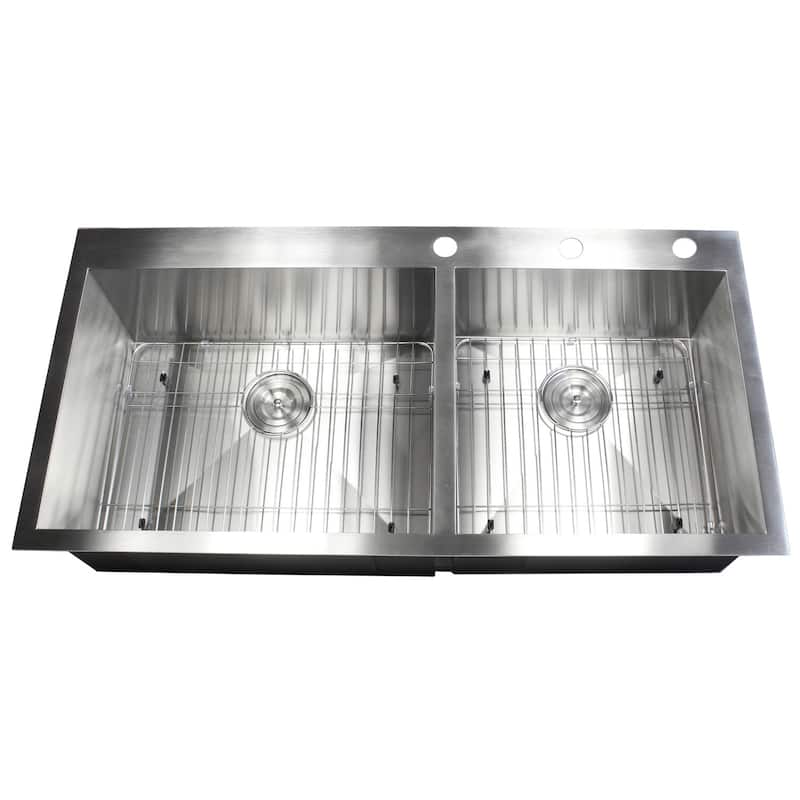 16 Gauge Stainless Steel 43-inch Double Bowl Kitchen Sink with Accessories