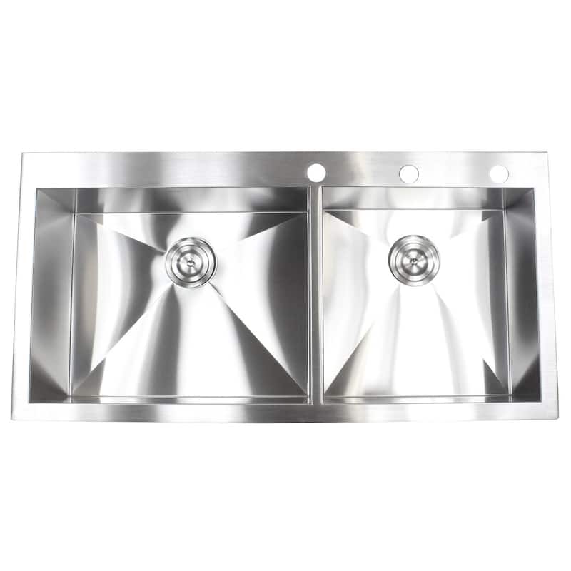 16 Gauge Stainless Steel 43-inch Double Bowl Kitchen Sink with Accessories