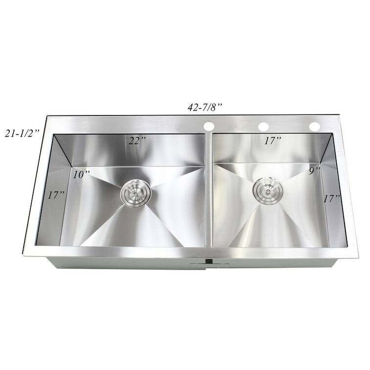 16 Gauge Stainless Steel 43-inch Double Bowl Kitchen Sink with Accessories