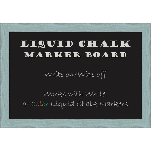 Framed Liquid Chalk Marker Board, Sky Blue Rustic
