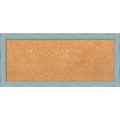 Framed Cork Board, Sky Blue Rustic