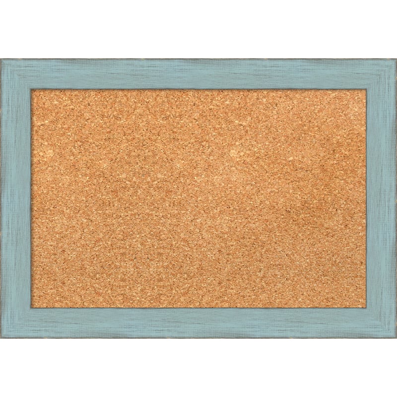 Framed Cork Board, Sky Blue Rustic