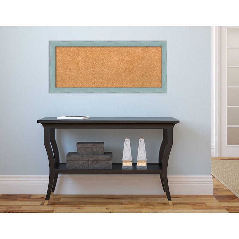 Framed Cork Board, Sky Blue Rustic